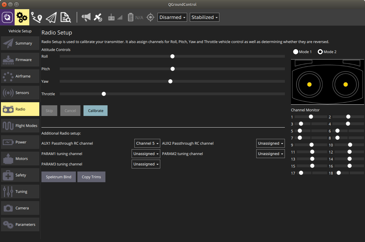 qgc radio with channels